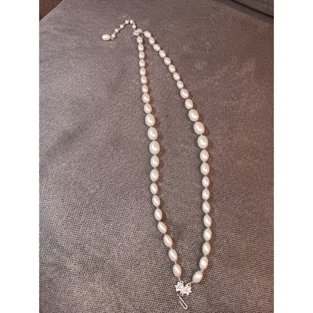 Vtg Costume Pearl Necklace 1920s/1950s Look Pendent Hook MISSING PENDENT